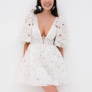 Leighton Mini White Ruffle Dress